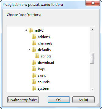 Choose Root Directory window