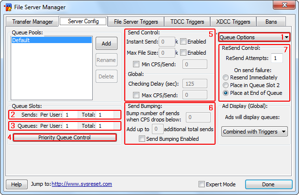 File Server Manager window (server config #1)