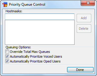 Priority Queue Control window
